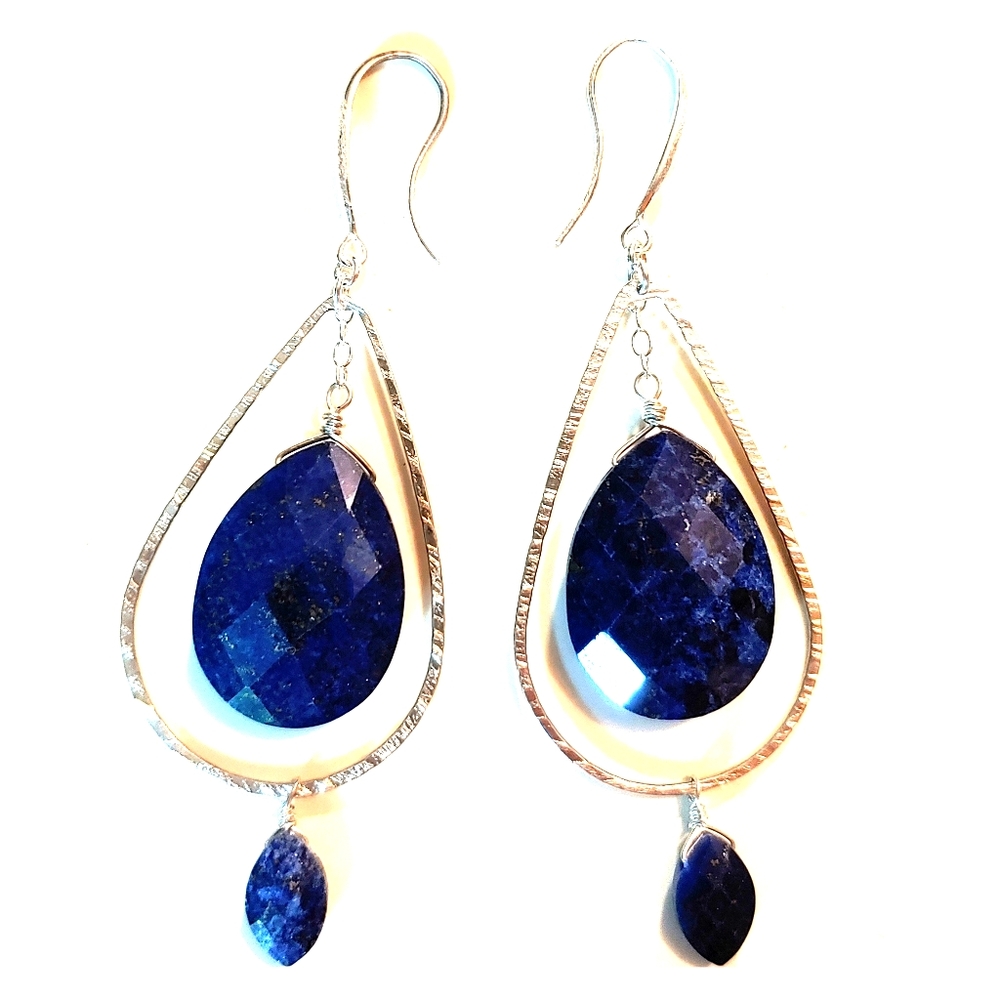 Deb Guyot Lapis Lazuli checkerboard cut 925 earrin